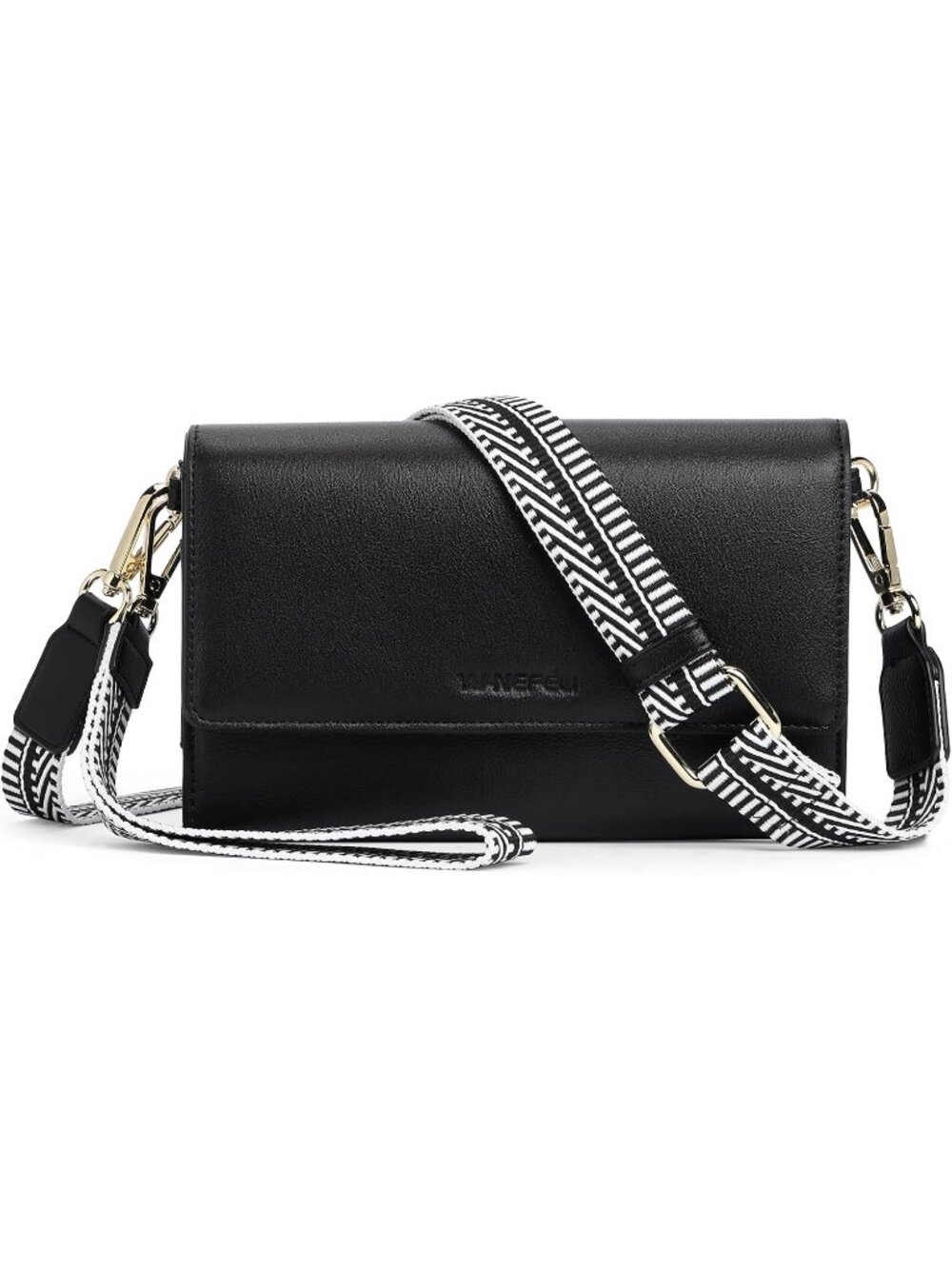 Women's Black Vegan Leather Wristlet Phone Mini Purse Small Crossbody Bag
